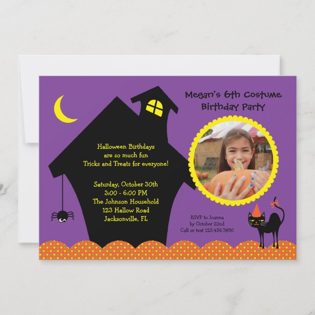 Halloween Haunted House Photo Birthday Invitation (Front)