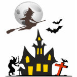 Halloween Haunted House Photo Sculpture<br><div class="desc">On a full moon day around the haunted house,  there are witches,  and bats are flying. This design is customisable and is available for a variety of products. Text adding is optional.</div>