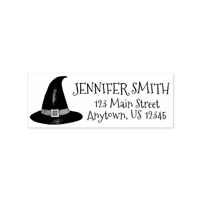 Halloween Haunted House Pointy Witch Hat Address Rubber Stamp (Imprint)