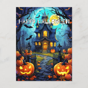 Halloween Haunted House Postcard