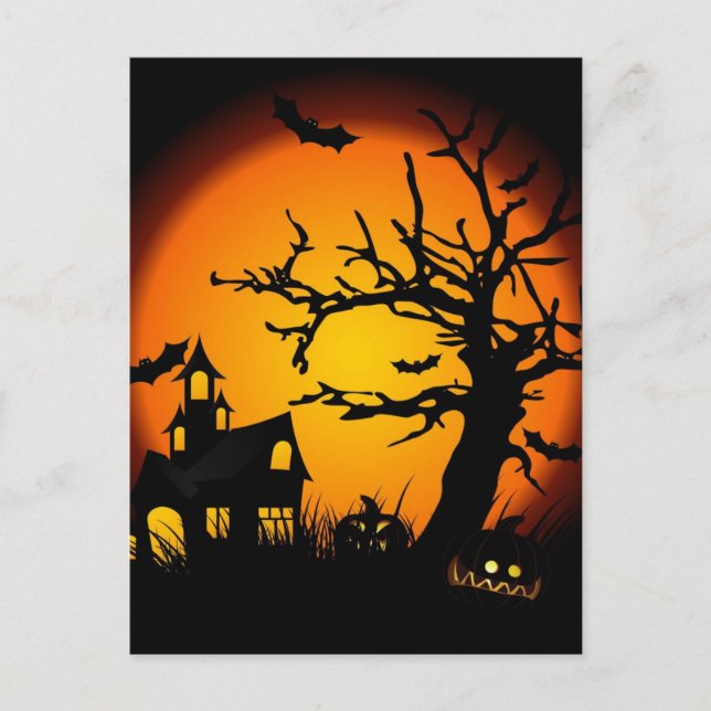 Halloween haunted house postcard (Front)