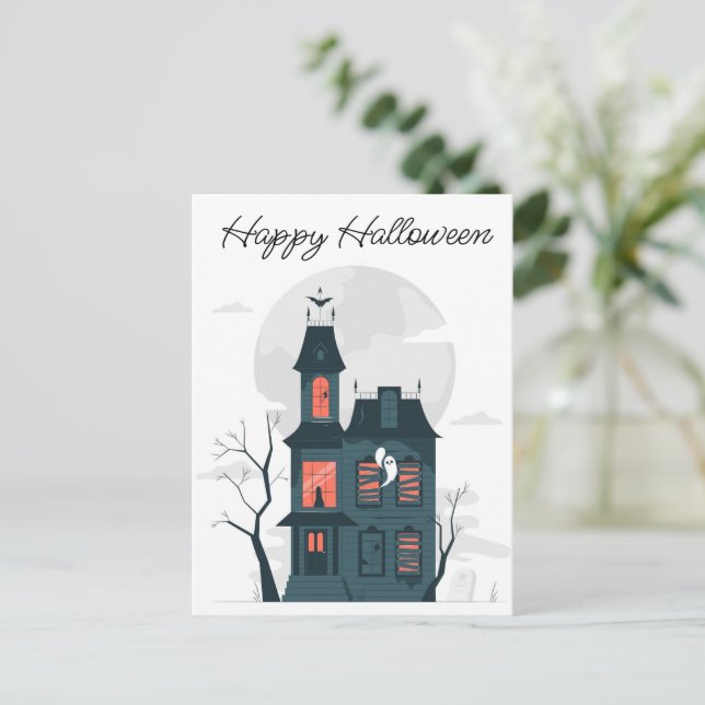Halloween Haunted House Postcard (Standing Front)