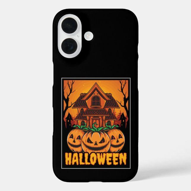 Halloween Haunted House Pumpkin Illustration Case-Mate iPhone Case (Back)