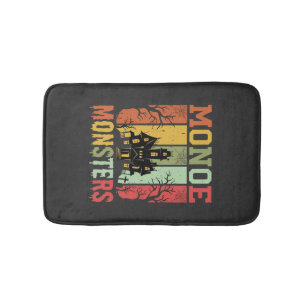 Halloween Haunted House Retro Monsters Bath Mat