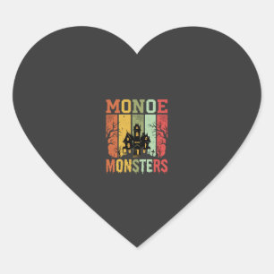 Halloween Haunted House Retro Monsters Heart Sticker