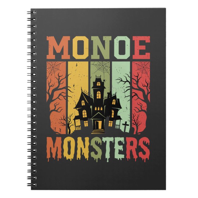 Halloween Haunted House Retro Monsters Notebook (Front)