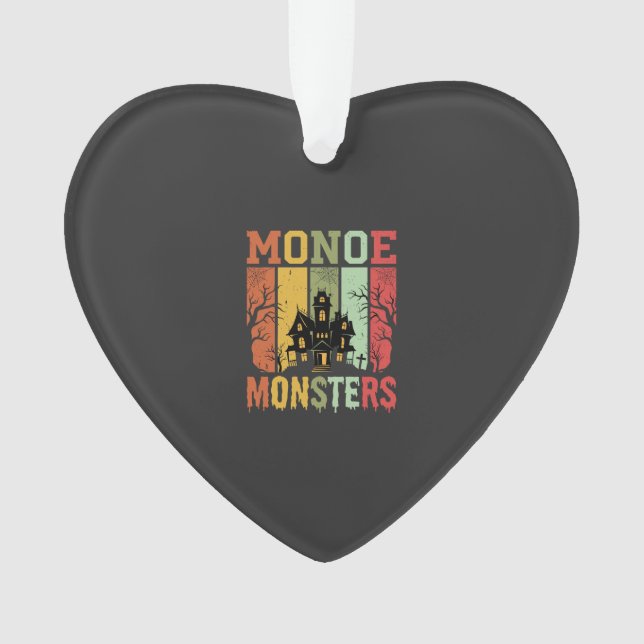 Halloween Haunted House Retro Monsters Ornament (Front)
