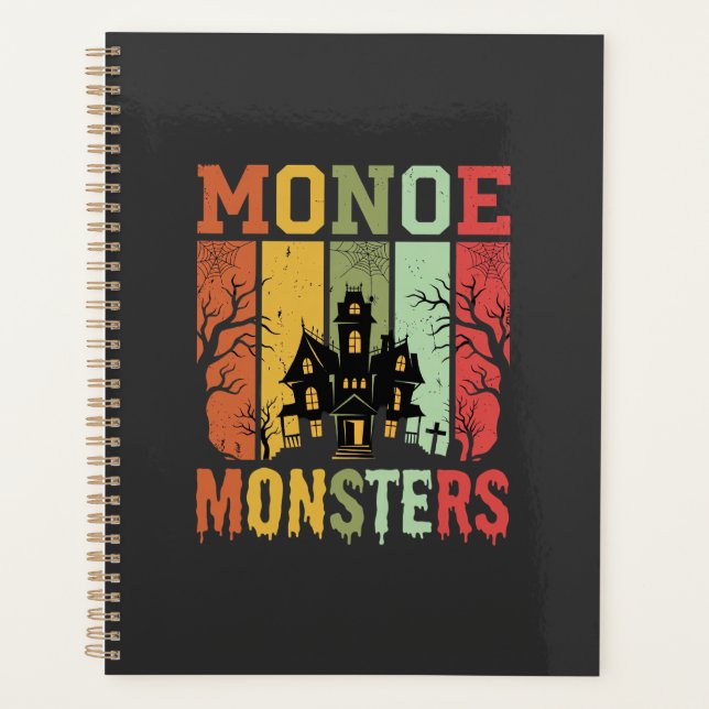 Halloween Haunted House Retro Monsters Planner (Front)