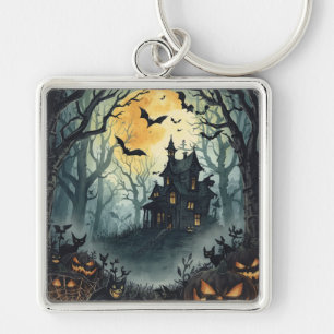 Halloween,Haunted House, Scary Pumpkins,Bats,Dark Key Ring