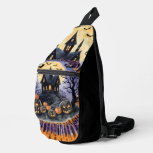 Halloween,Haunted House, Scary Pumpkins,Bats Sling Bag