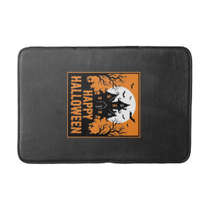 Halloween Haunted House Silhouette Vector Design_1 Bath Mat