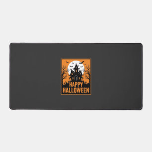 Halloween Haunted House Silhouette Vector Design_1 Desk Mat