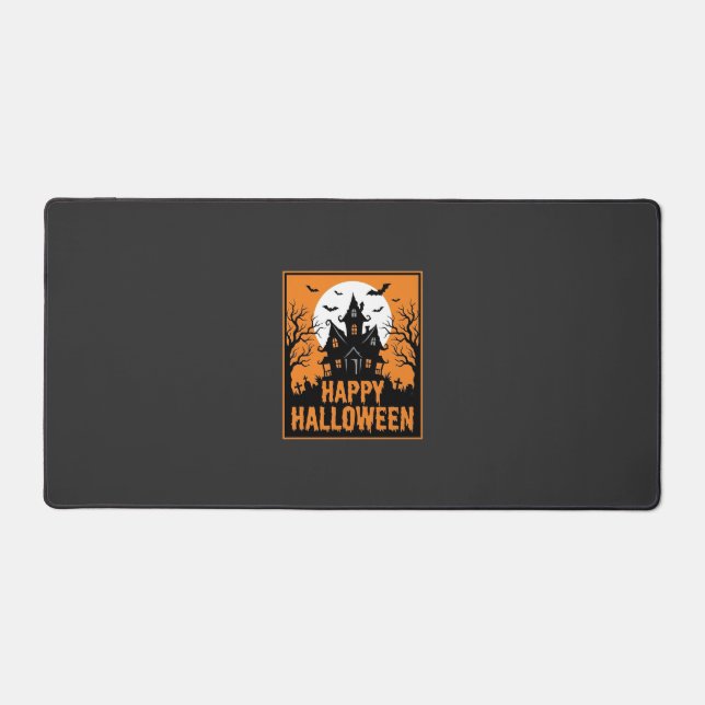 Halloween Haunted House Silhouette Vector Design_1 Desk Mat (Front)