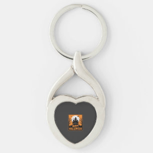 Halloween Haunted House Silhouette Vector Design_1 Key Ring