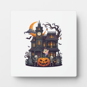 Halloween Haunted House Skeletons Pumpkin Ghost Cr Plaque