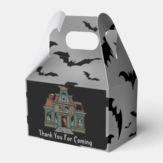 Halloween Haunted house thank you party favour box (Front Side)