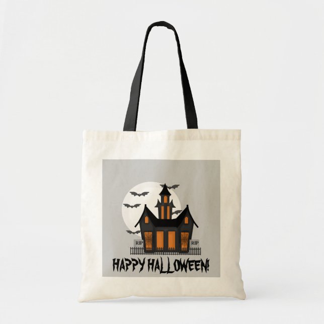 Halloween Haunted House tote bag (Front)