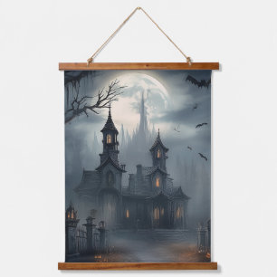 Halloween Haunted House Trick or Treaters Hanging Tapestry