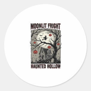 Halloween Haunted House Vintage Engraving Moon Shi Classic Round Sticker
