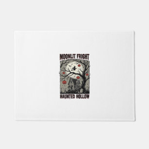 Halloween Haunted House Vintage Engraving Moon Shi Doormat
