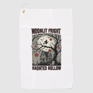 Halloween Haunted House Vintage Engraving Moon Shi Golf Towel
