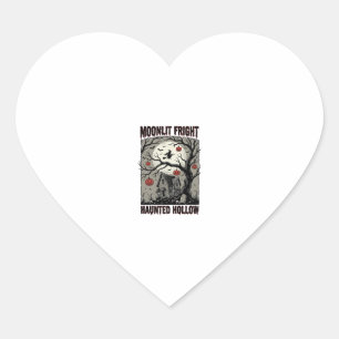 Halloween Haunted House Vintage Engraving Moon Shi Heart Sticker