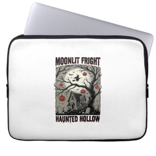 Halloween Haunted House Vintage Engraving Moon Shi Laptop Sleeve