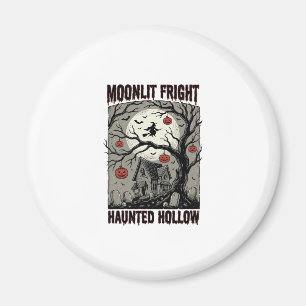 Halloween Haunted House Vintage Engraving Moon Shi Magnet