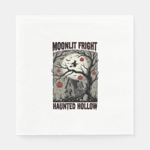 Halloween Haunted House Vintage Engraving Moon Shi Napkin