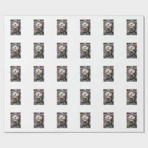 Halloween Haunted House Vintage Engraving Moon Shi Wrapping Paper