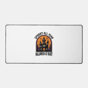 Halloween Haunted House Vintage Engraving Spooky A Desk Mat