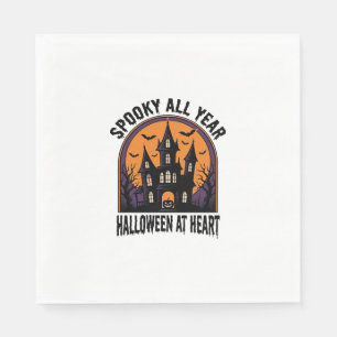 Halloween Haunted House Vintage Engraving Spooky A Napkin
