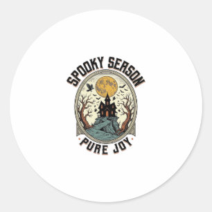 Halloween Haunted House Vintage Engraving Spooky J Classic Round Sticker