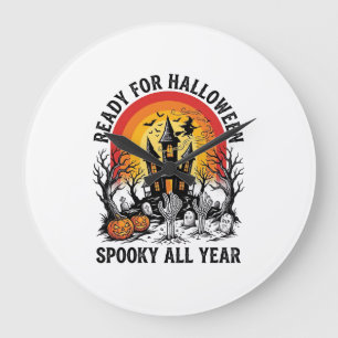 Halloween Haunted House Vintage Scary Ready Shirt_ Large Clock