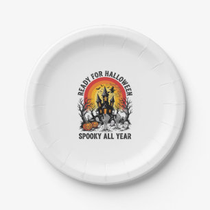 Halloween Haunted House Vintage Scary Ready Shirt_ Paper Plate
