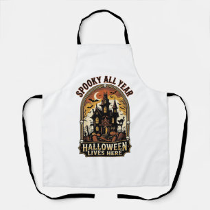 Halloween Haunted House Vintage Spooky All Year_1 Apron