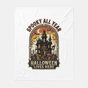 Halloween Haunted House Vintage Spooky All Year_1 Fleece Blanket