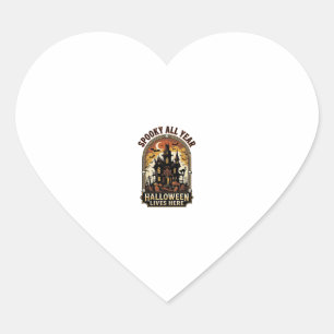 Halloween Haunted House Vintage Spooky All Year_1 Heart Sticker