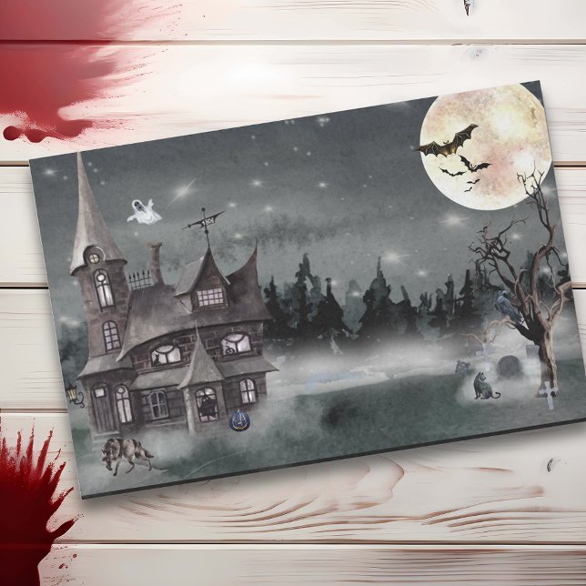 Halloween Haunted house Watercolor Tissue Paper (Creator Uploaded)