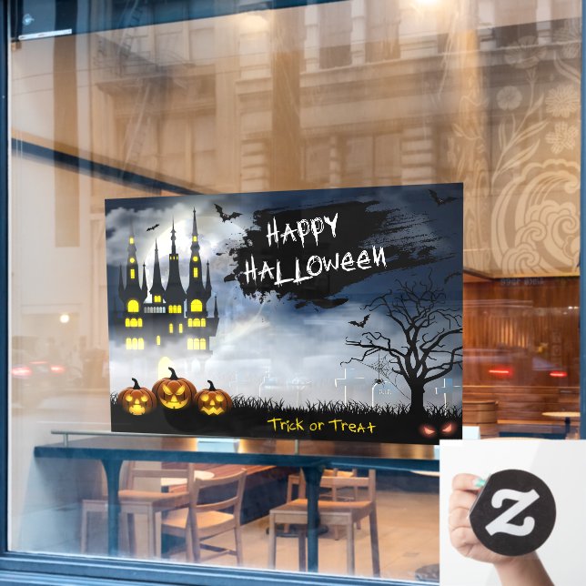 Halloween Haunted House Window Cling (Cafe Window)