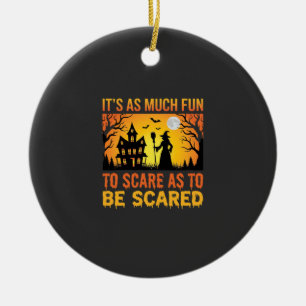 Halloween Haunted House Witch Scare Quote Ceramic Tree Decoration