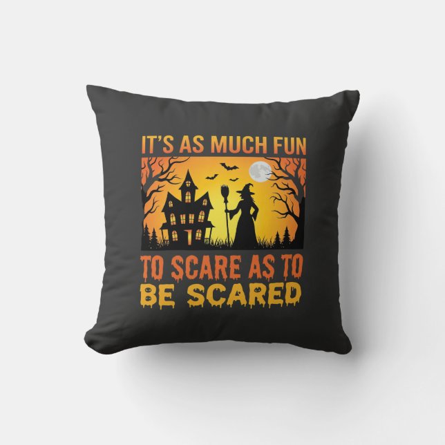 Halloween Haunted House Witch Scare Quote Cushion (Front)