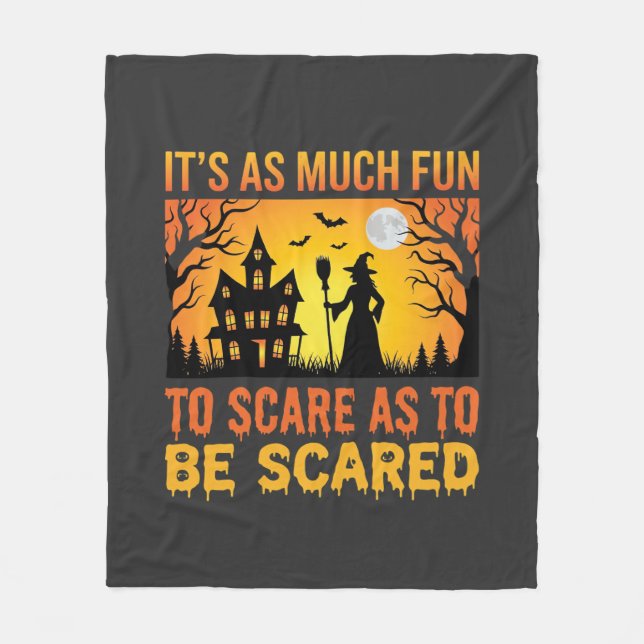 Halloween Haunted House Witch Scare Quote Fleece Blanket (Front)