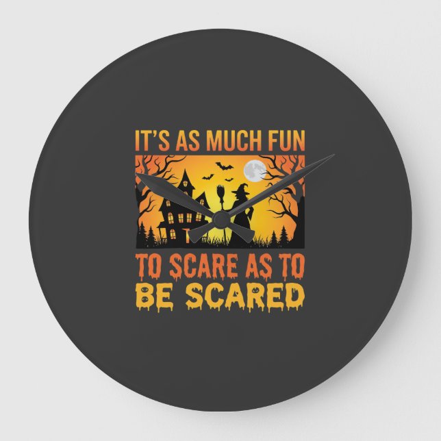 Halloween Haunted House Witch Scare Quote Large Clock (Front)