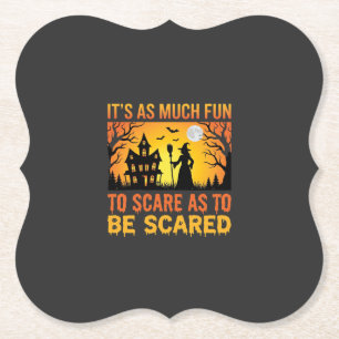 Halloween Haunted House Witch Scare Quote Paper Coaster