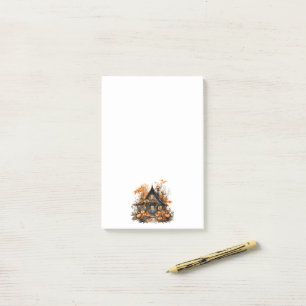 Halloween Haunted House with Pumpkins & Foliage Post-it Notes