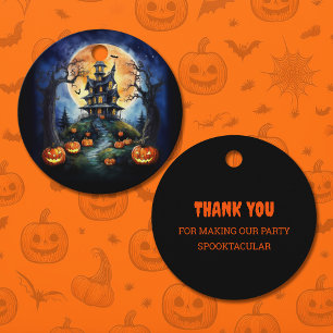 Halloween Haunted House with Pumpkins Party Favour Tags