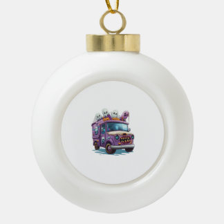 Halloween Haunted Ice Cream Truck Ceramic Ball Christmas Ornament
