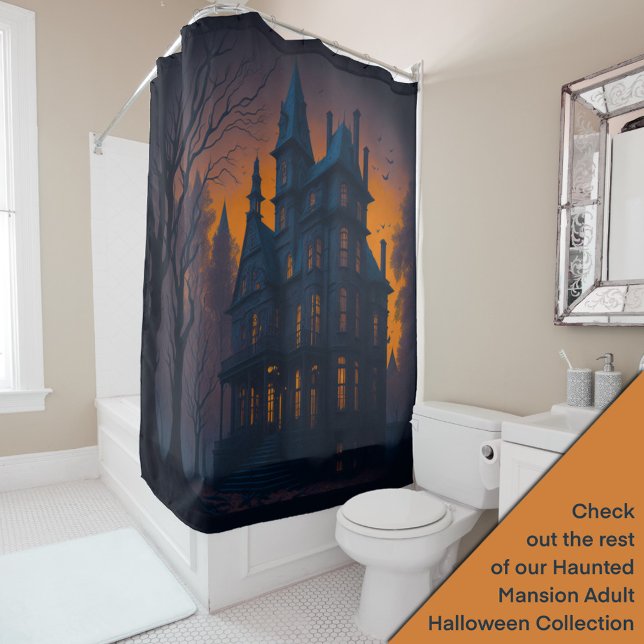 Halloween Haunted Mansion House Halloween Shower Curtain (Creator Uploaded)