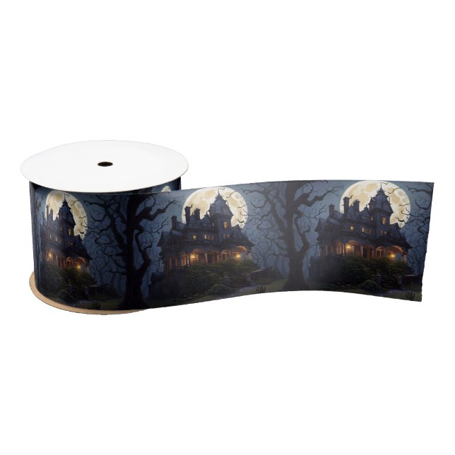 Halloween Haunted Mansion Satin Ribbon (Spool)